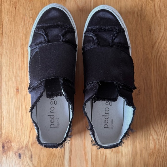 Pedro Garcia Palmira Raw Edge Velcro Black Satin Sneakers EU 38 US 7.5 - Picture 4 of 11